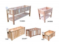Elevated cedar planters and planter boxes